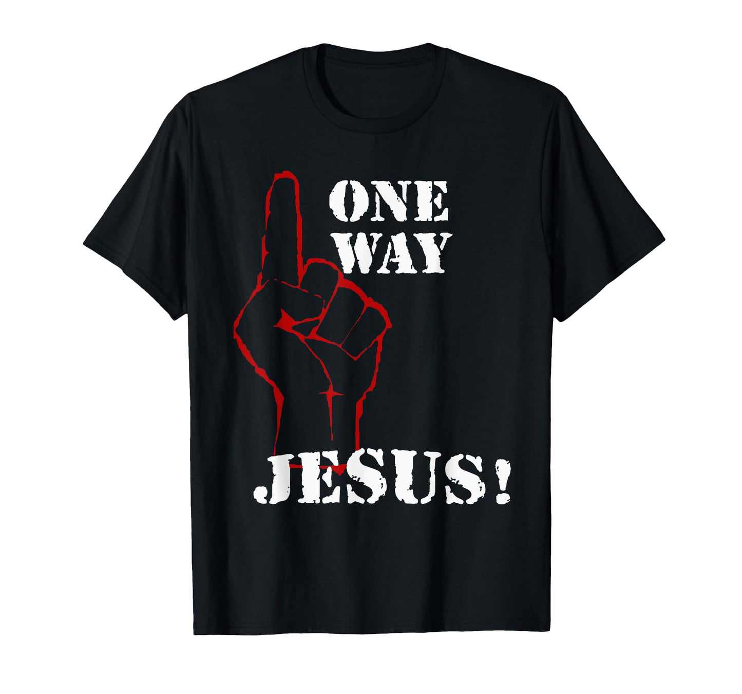 One Way Jesus People Christian Revolution Finger Up Retro T-Shirt