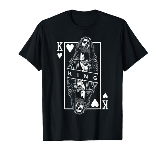 Jesus King Of Hearts Faith In Christ Christian Playing Card T-Shirt