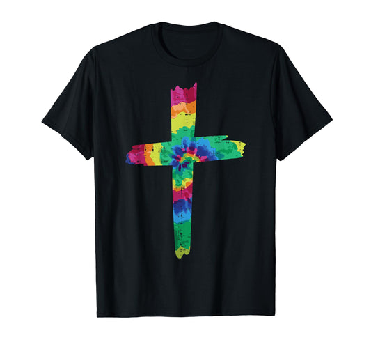 Tie Dye Cross God Jesus Faith Hippie Christian Men Women T-Shirt
