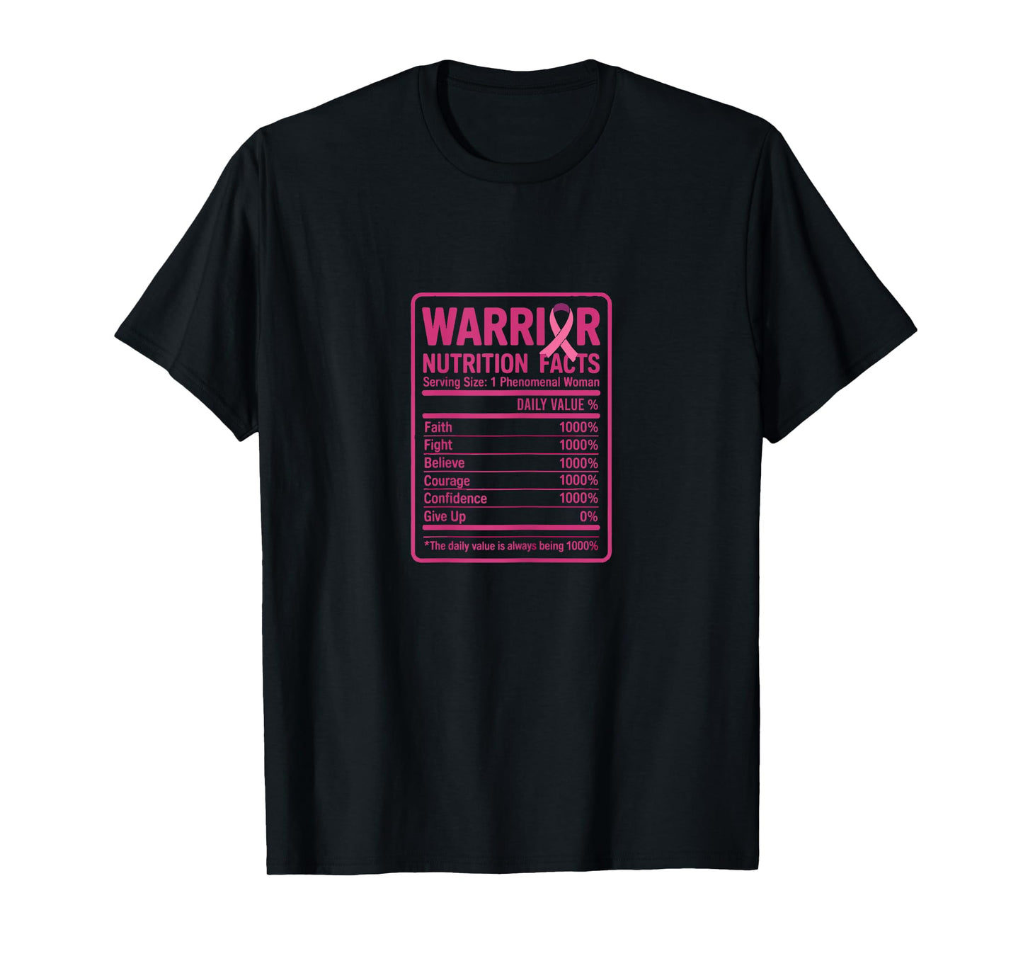 Warrior Nutrition Facts Breast Cancer Awareness Design T-Shirt