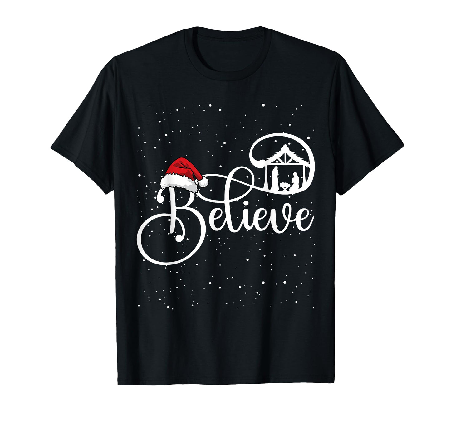 Believe Christian Nativity Scene Christmas Matching Family T-Shirt