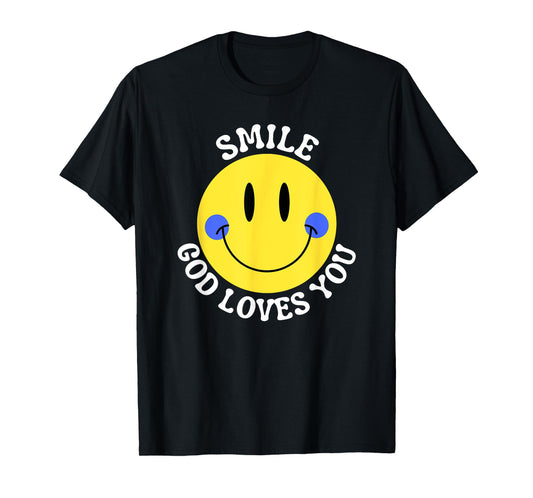 Smile God Loves You Happy Faith Love Jesus Christ VBS Cute T-Shirt