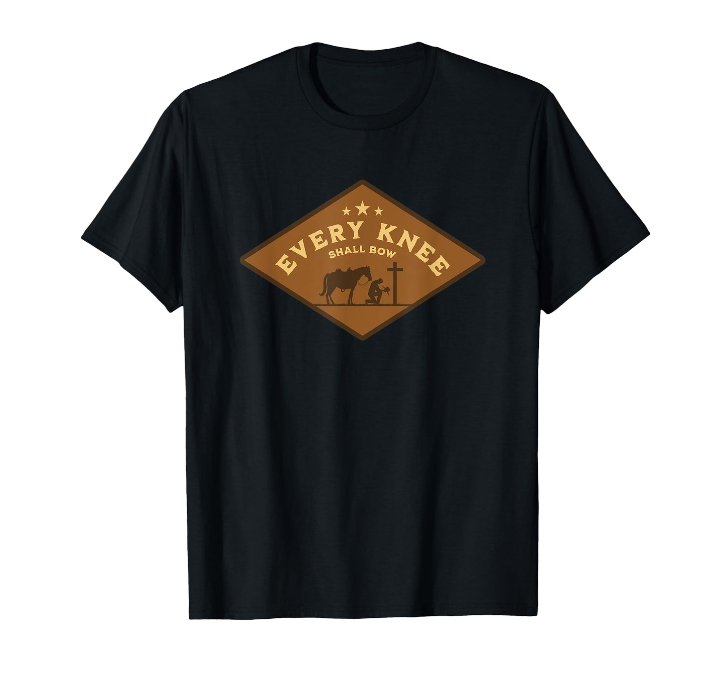 Cowboy Kneeling At Cross Christian Bible Verse Jesus Western T-Shirt