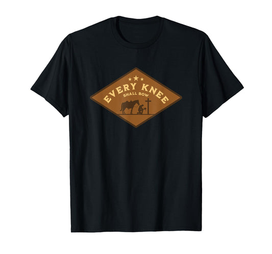 Cowboy Kneeling At Cross Christian Bible Verse Jesus Western T-Shirt