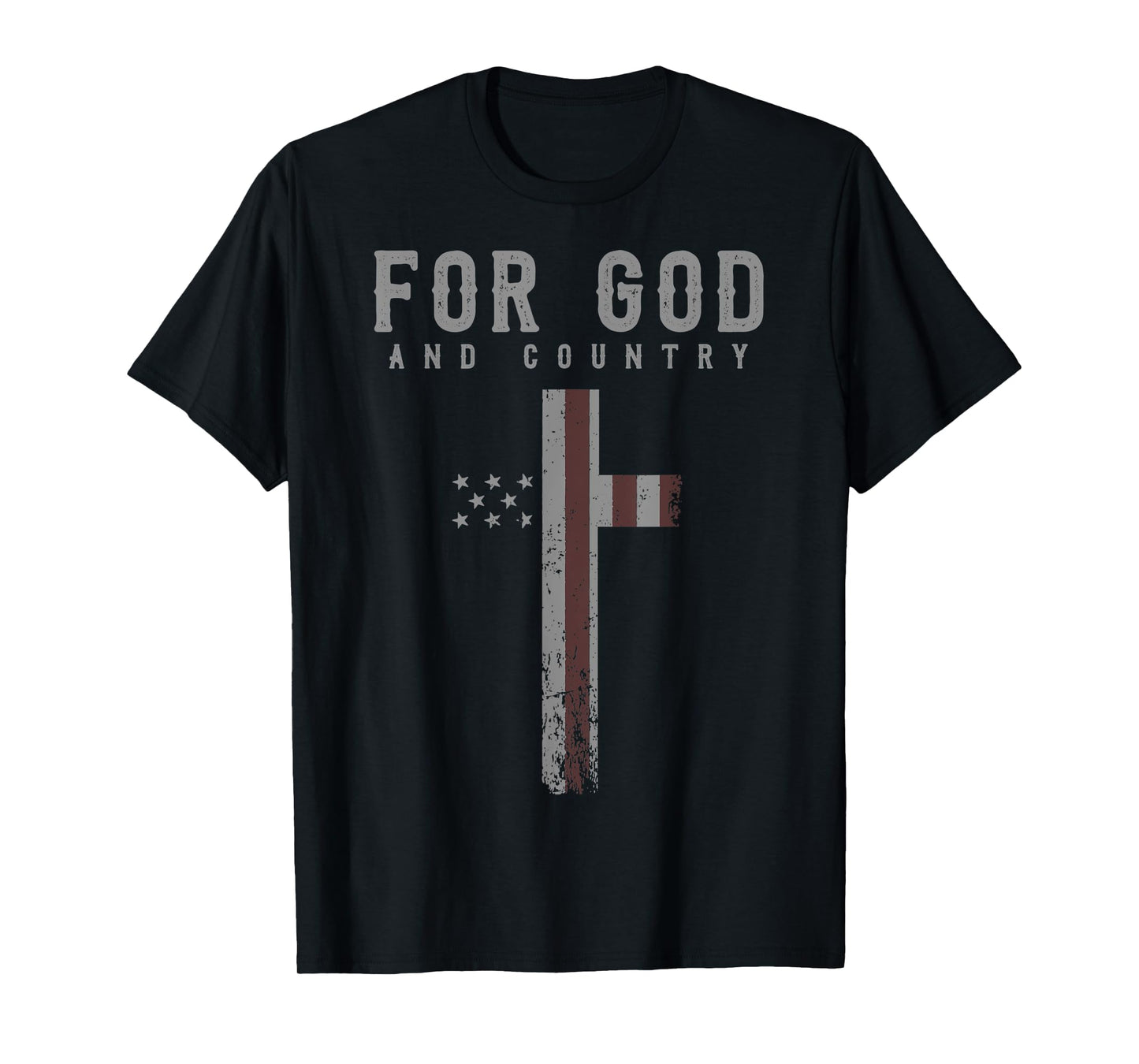 For God and Country Cross American Flag US Patriotic Faith T-Shirt for Women Men