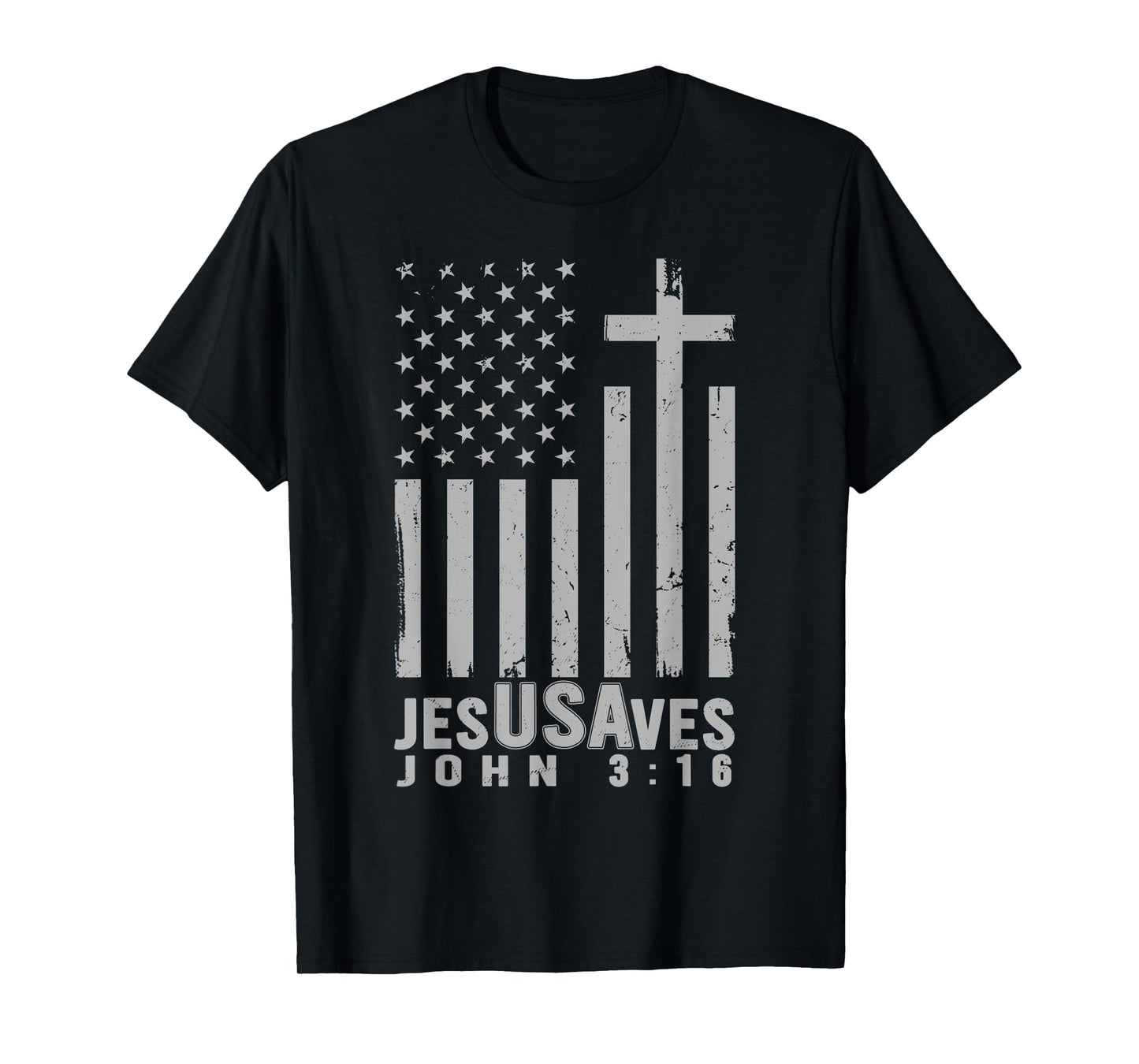 Jesus Saves USA American Flag Patriotic Christian Religious T-Shirt