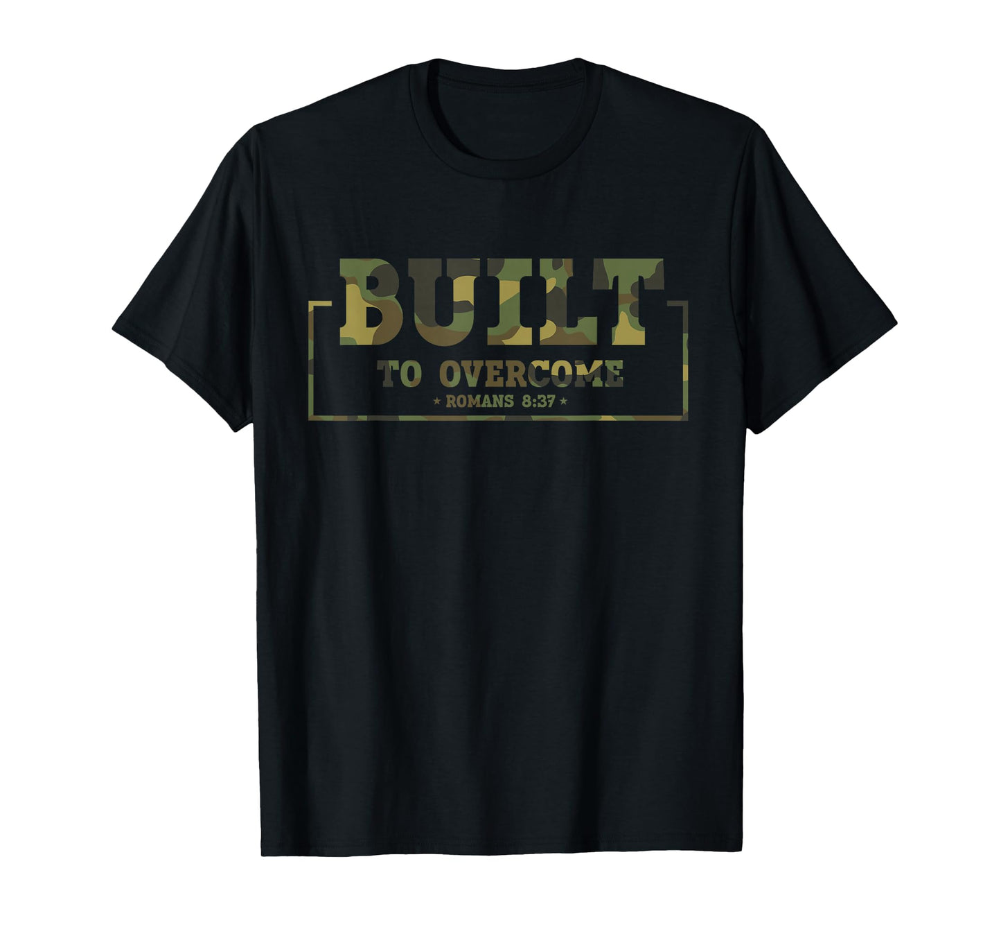 Built to Overcome Camo Workout Faith Scripture Christian Gym T-Shirt