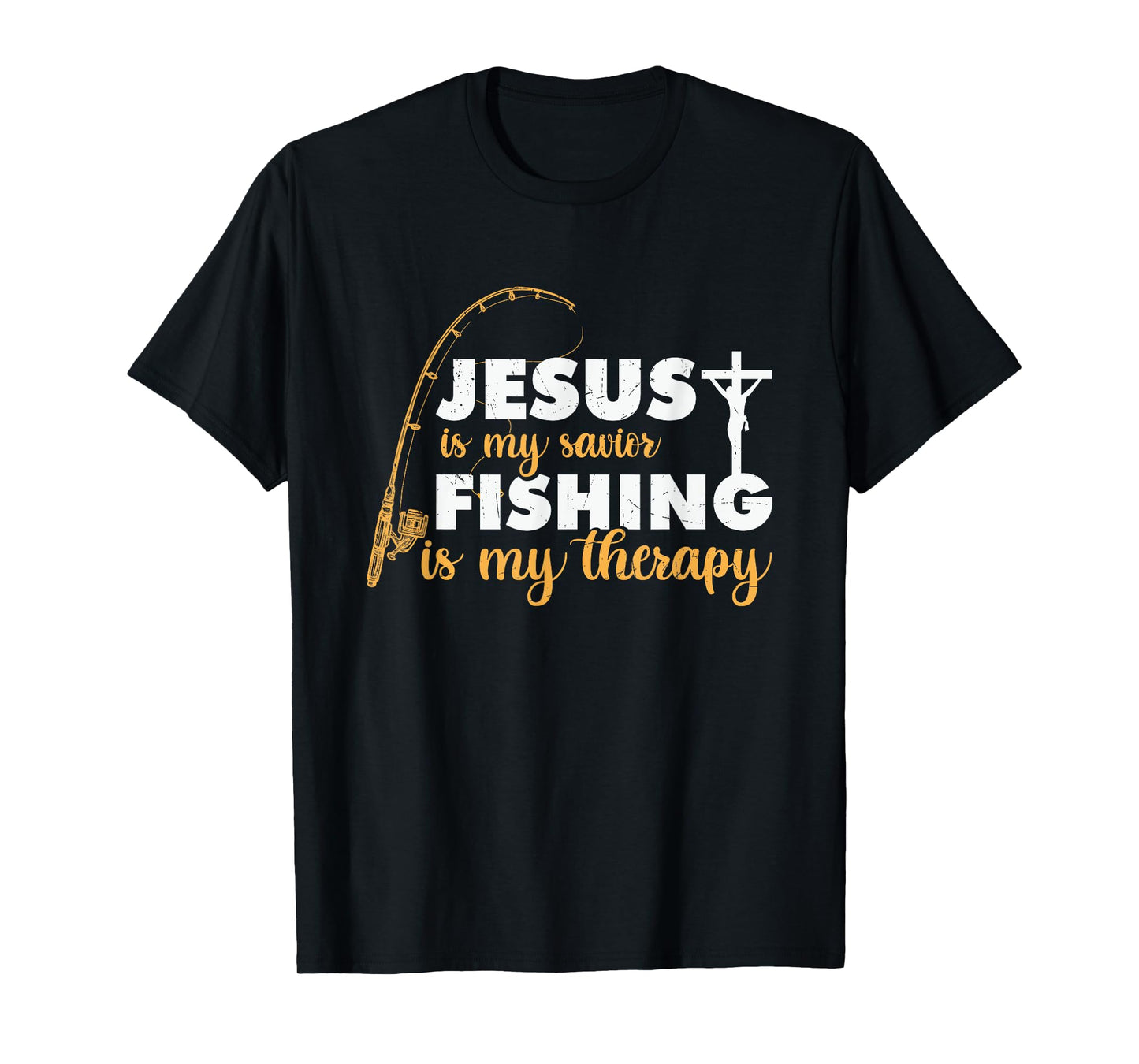 Jesus is my savior, fishing is my therapy religious apparel T-Shirt