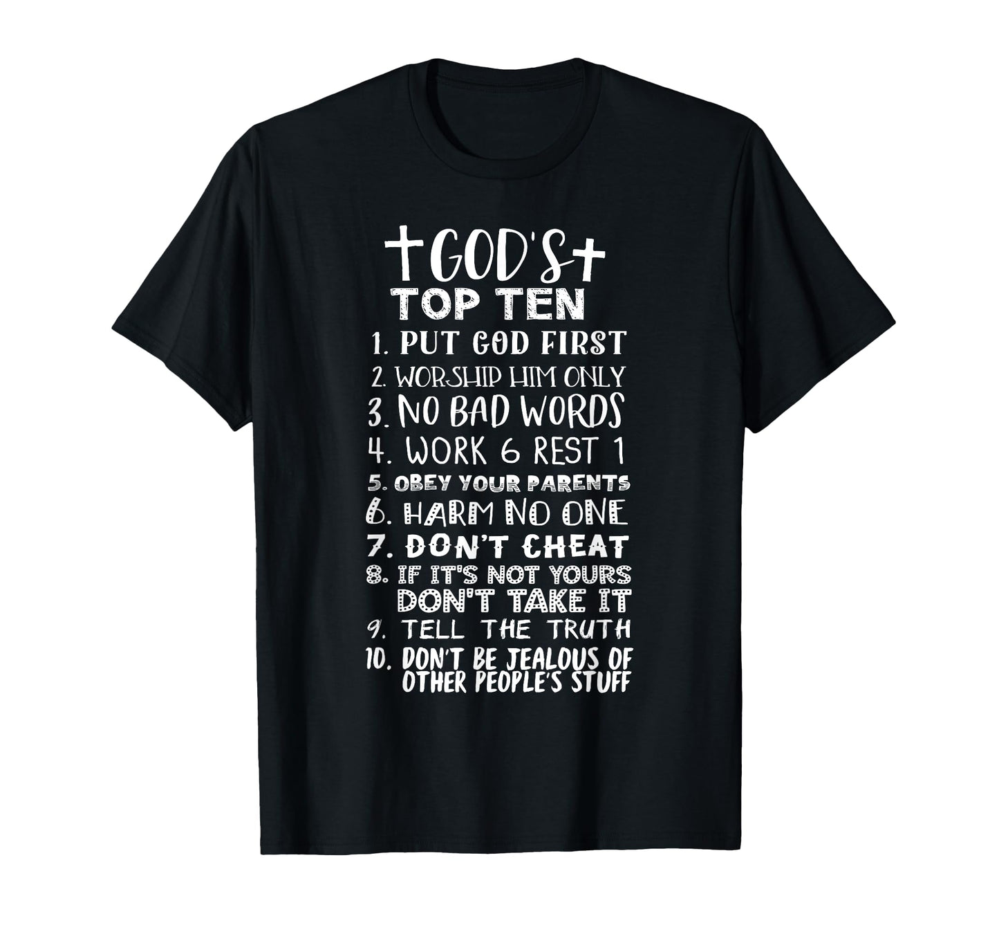 God's Top Ten 10 Commandments Jesus Christian Bible Verse T-Shirt