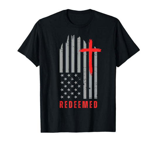 America Pride US Flag Redeemed Cross Christian Shirt T-Shirt