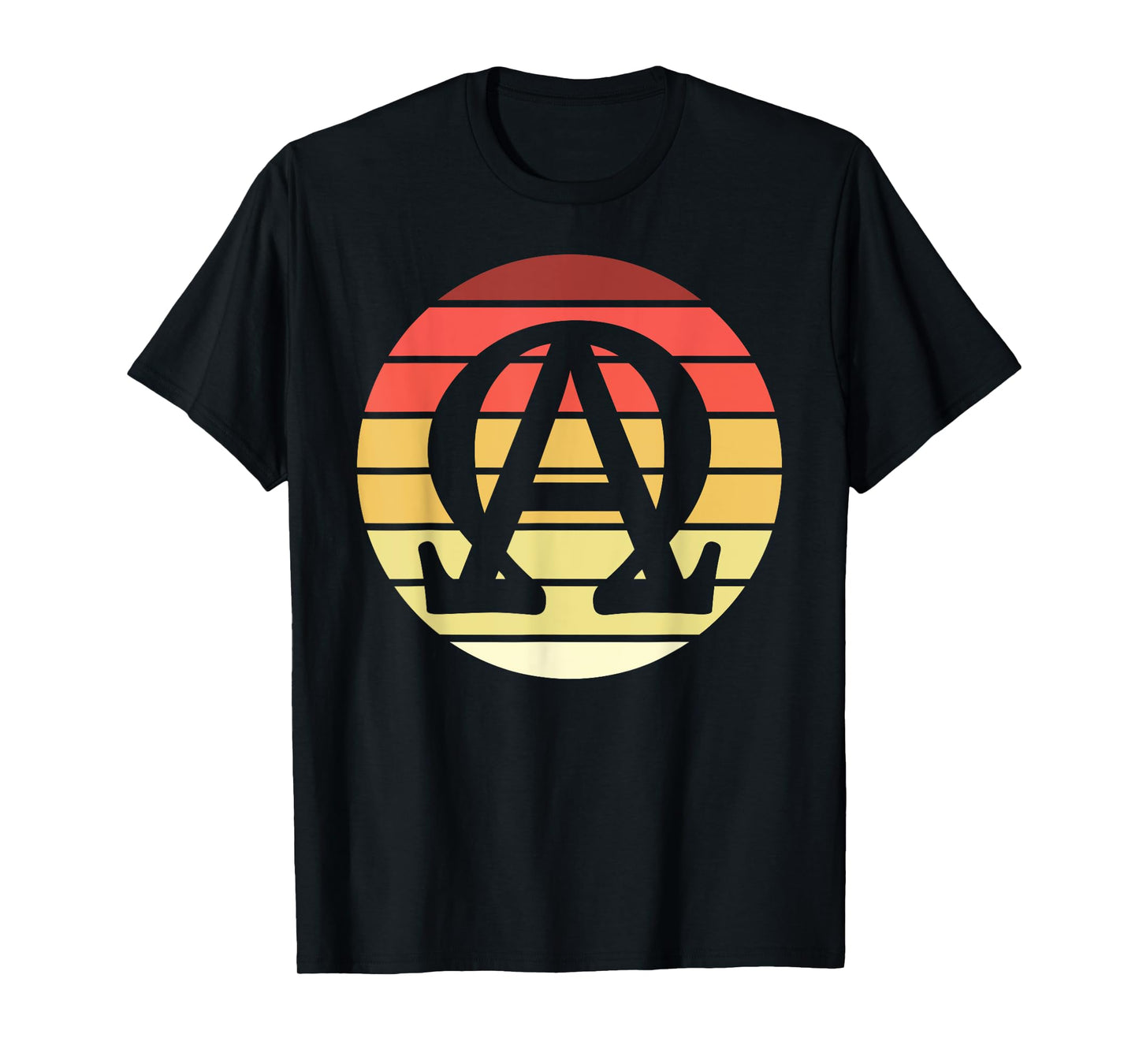 Alpha and Omega Symbol Retro Sunset Art Catholic Men Priests T-Shirt