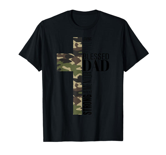 Christian Fathers Day Religious Men Camo Cross Blessed Dad T-Shirt