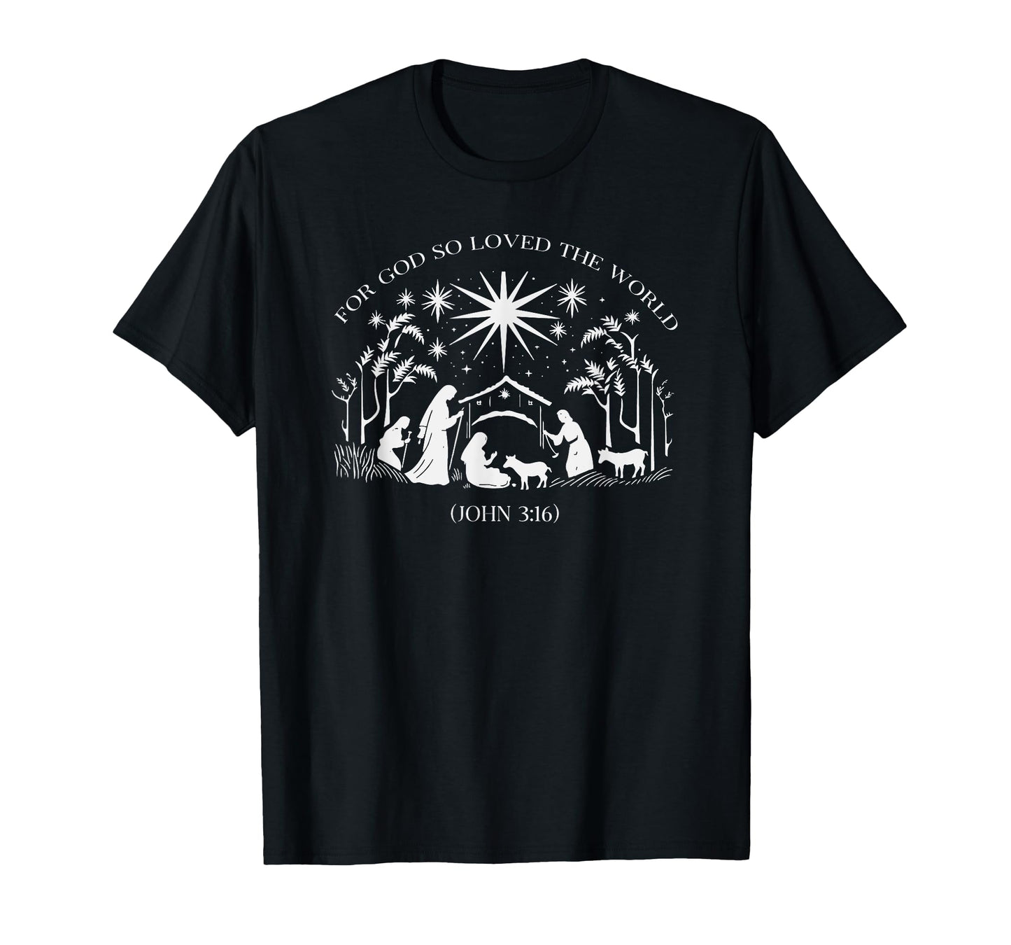Christmas Nativity Scene For God So Loved the World Xmas T-Shirt