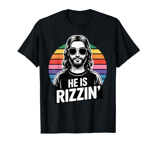 Retro Vintage Easter Religious Jesus He is Rizzin T-Shirt