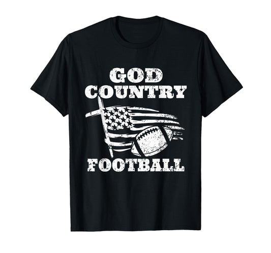 God Country Football Patriotic American Flag T-Shirt