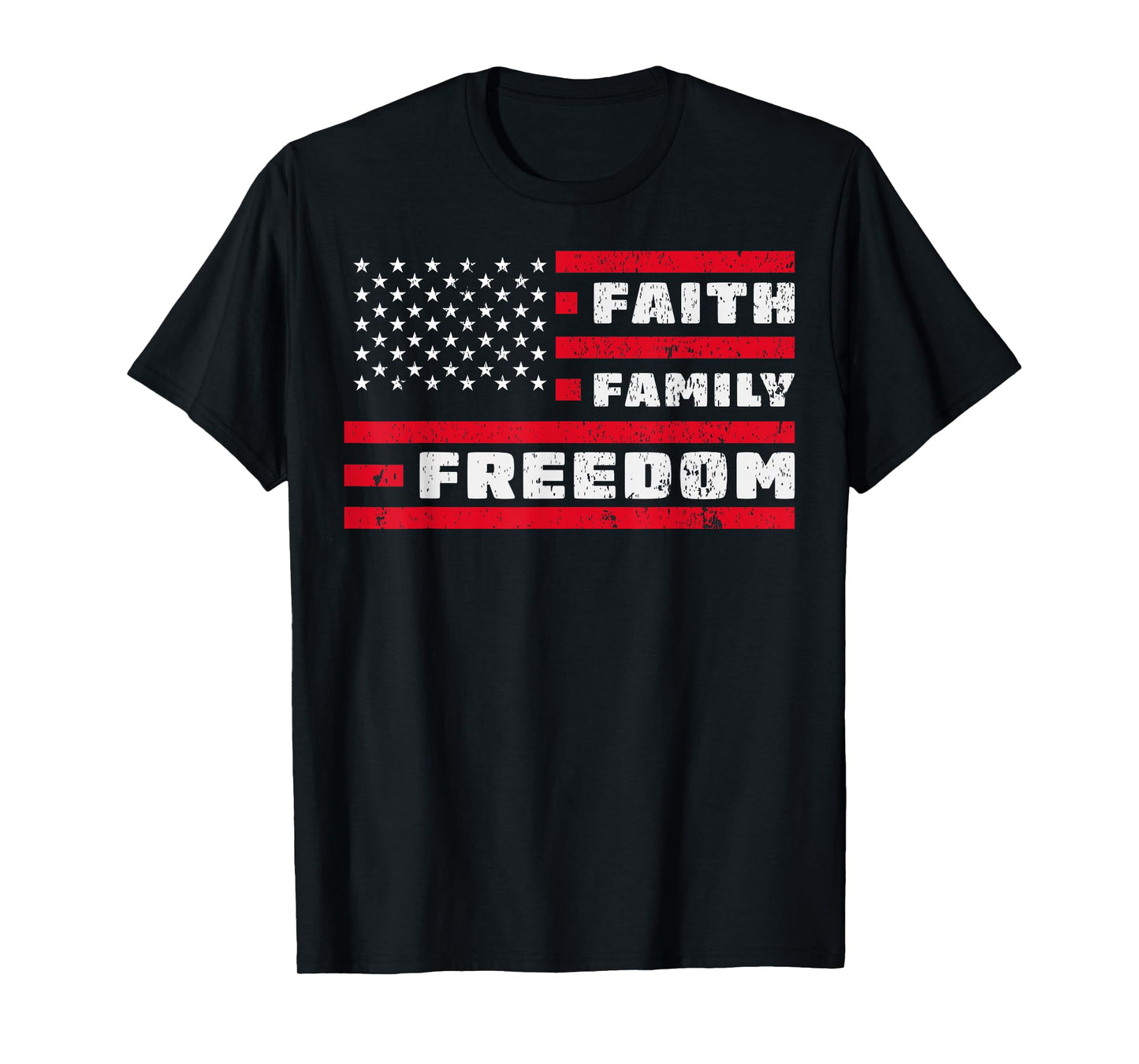 Faith Family Freedom American Flag Christian T-Shirt