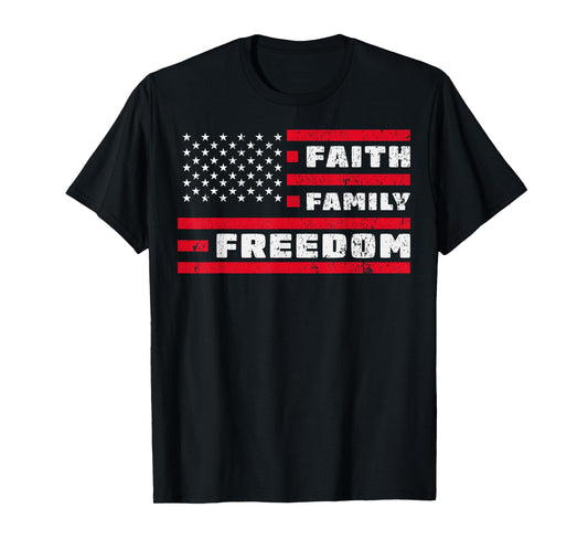 Faith Family Freedom American Flag Christian T-Shirt