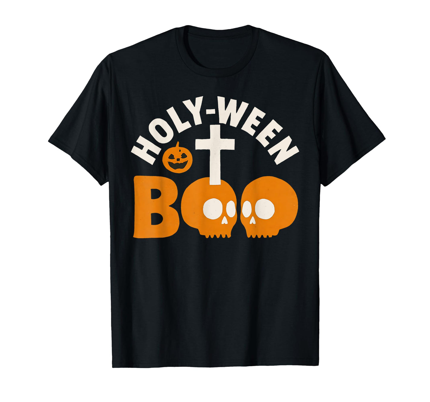 Holy-Ween Boo Christian Halloween Cross and Skull Catholic T-Shirt