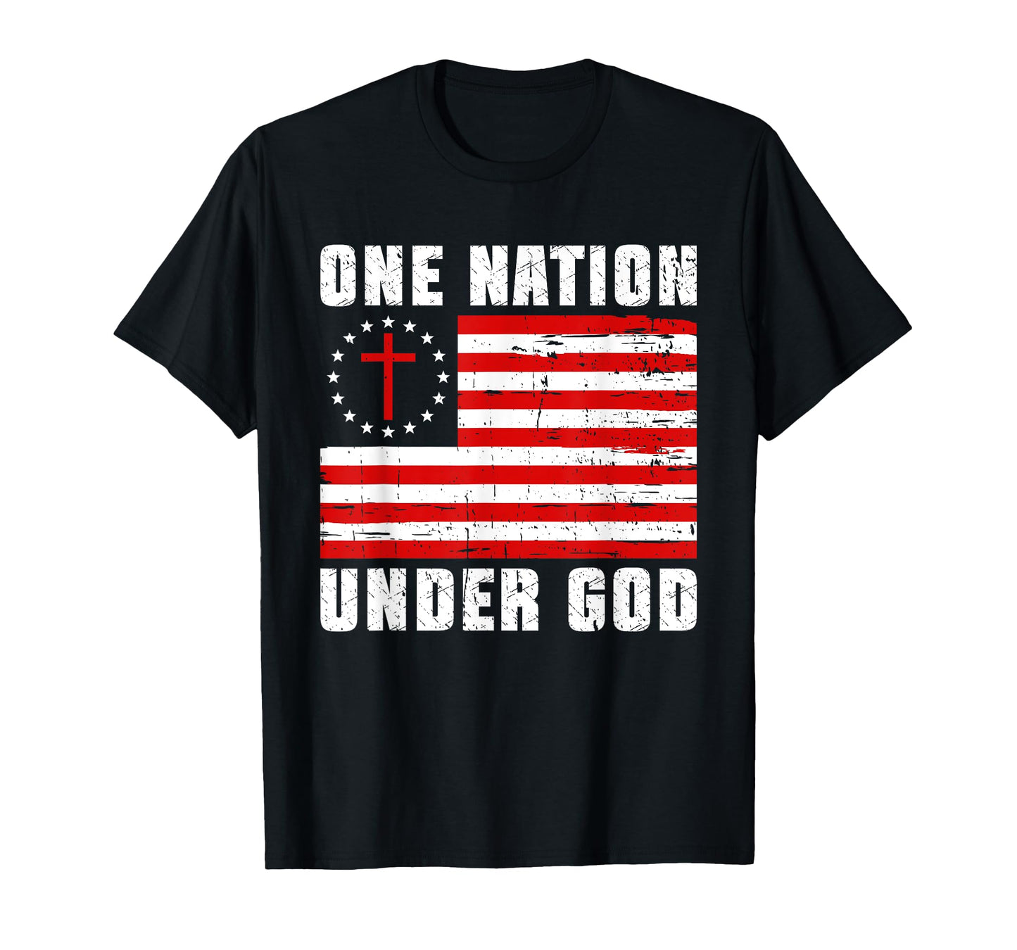 One Nation Under God Jesus Blessed American Flag T-Shirt