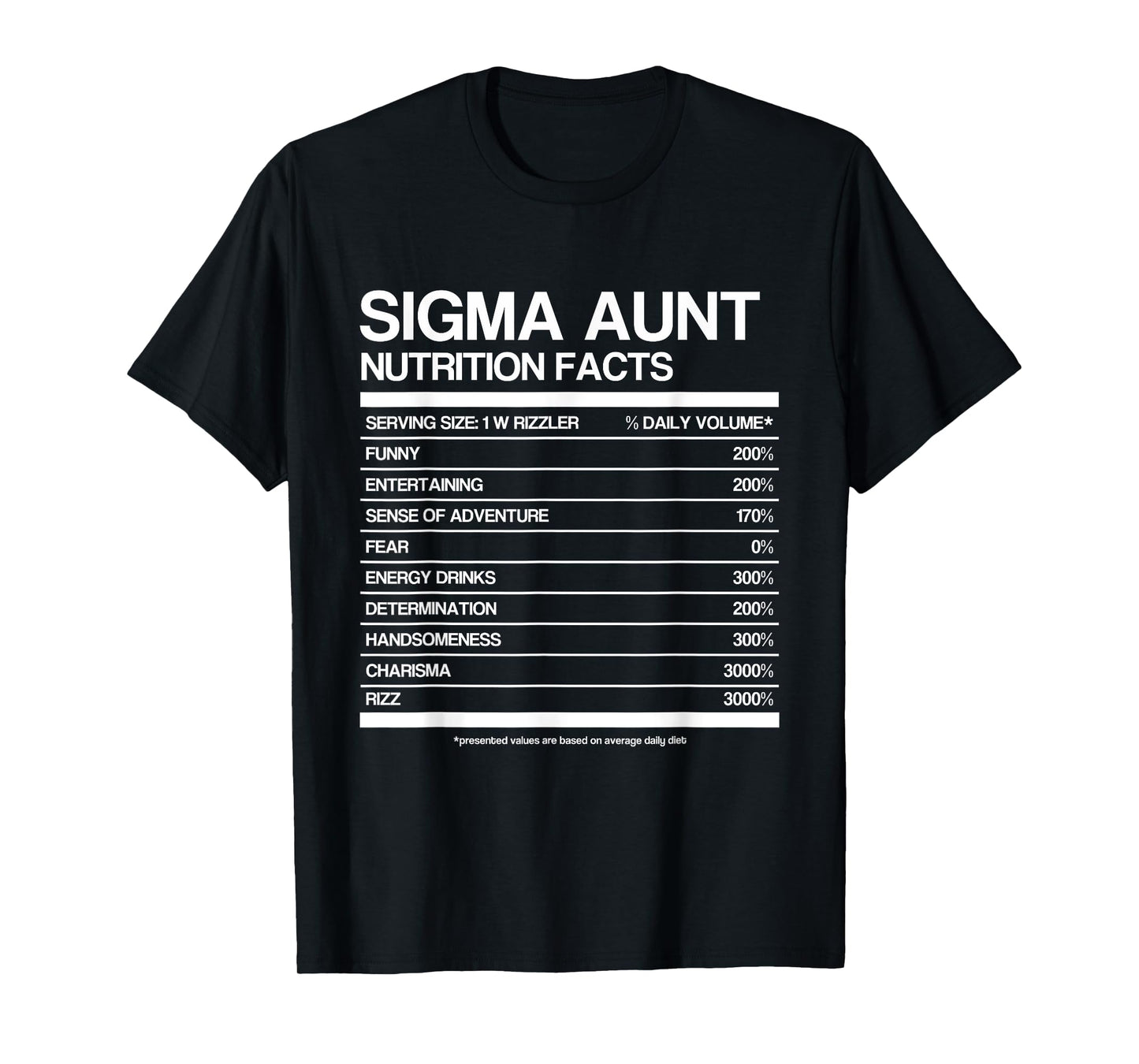 Funny Sigma Aunt Nutrition Facts Sigma Family aunty Meme T-Shirt