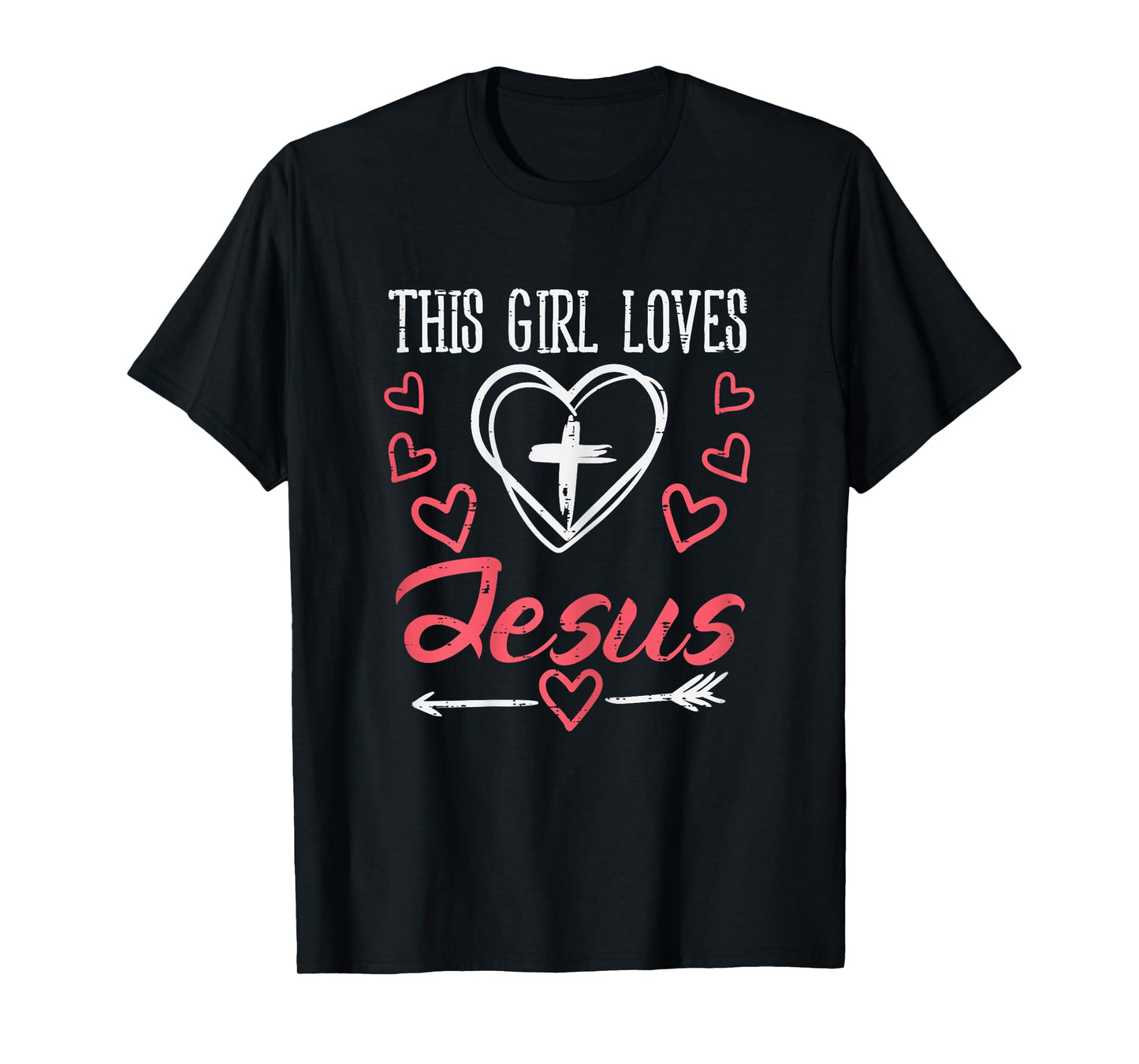 Heart Cross This Girl Loves Jesus God Christian Girls Women T-Shirt