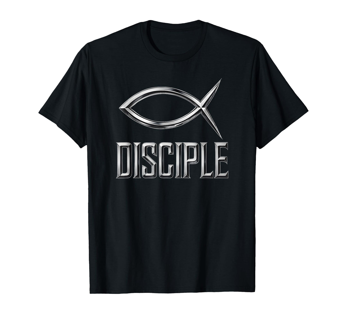Disciple Christian Y2K Faithwave Chrome Jesus Fish T-Shirt