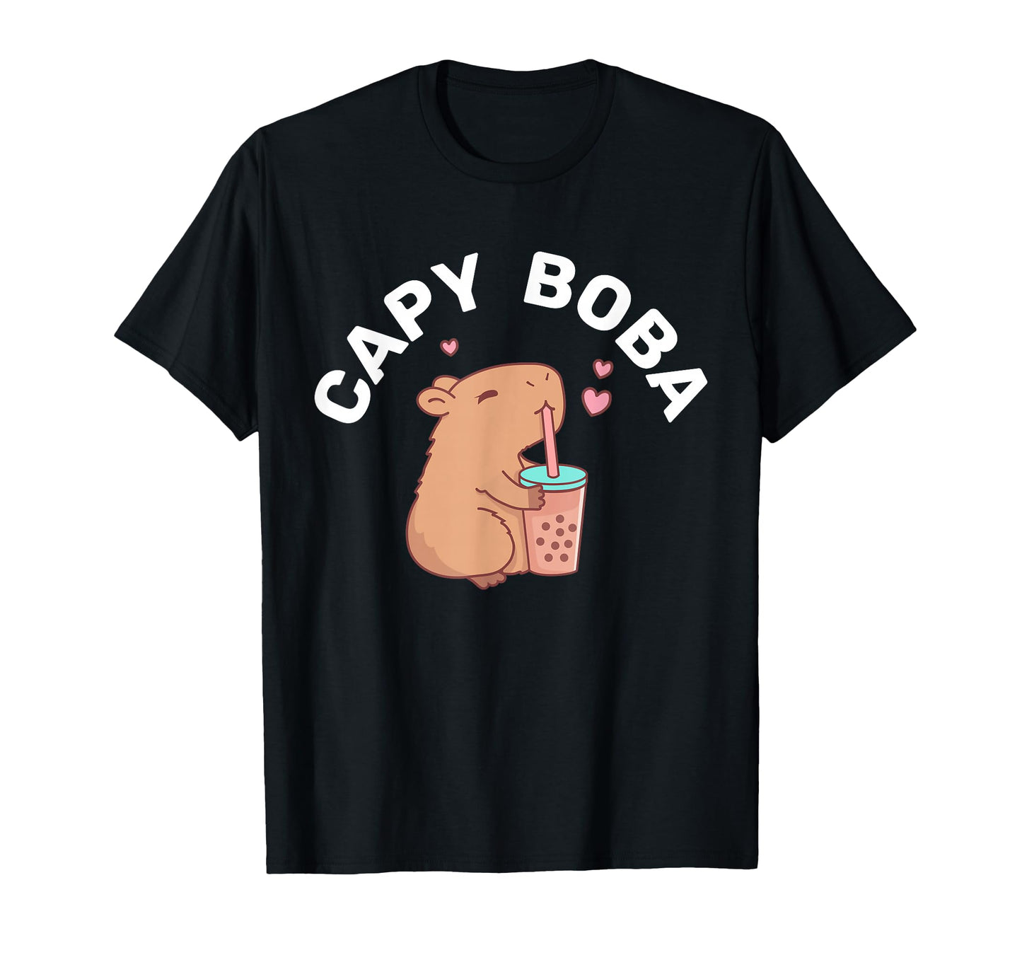 Funny Capybara Rodent, Capyboba Boba Milk Tea T-Shirt