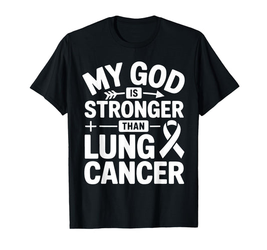 Lung Cancer Support God's Strength White Ribbon Awareness T-Shirt