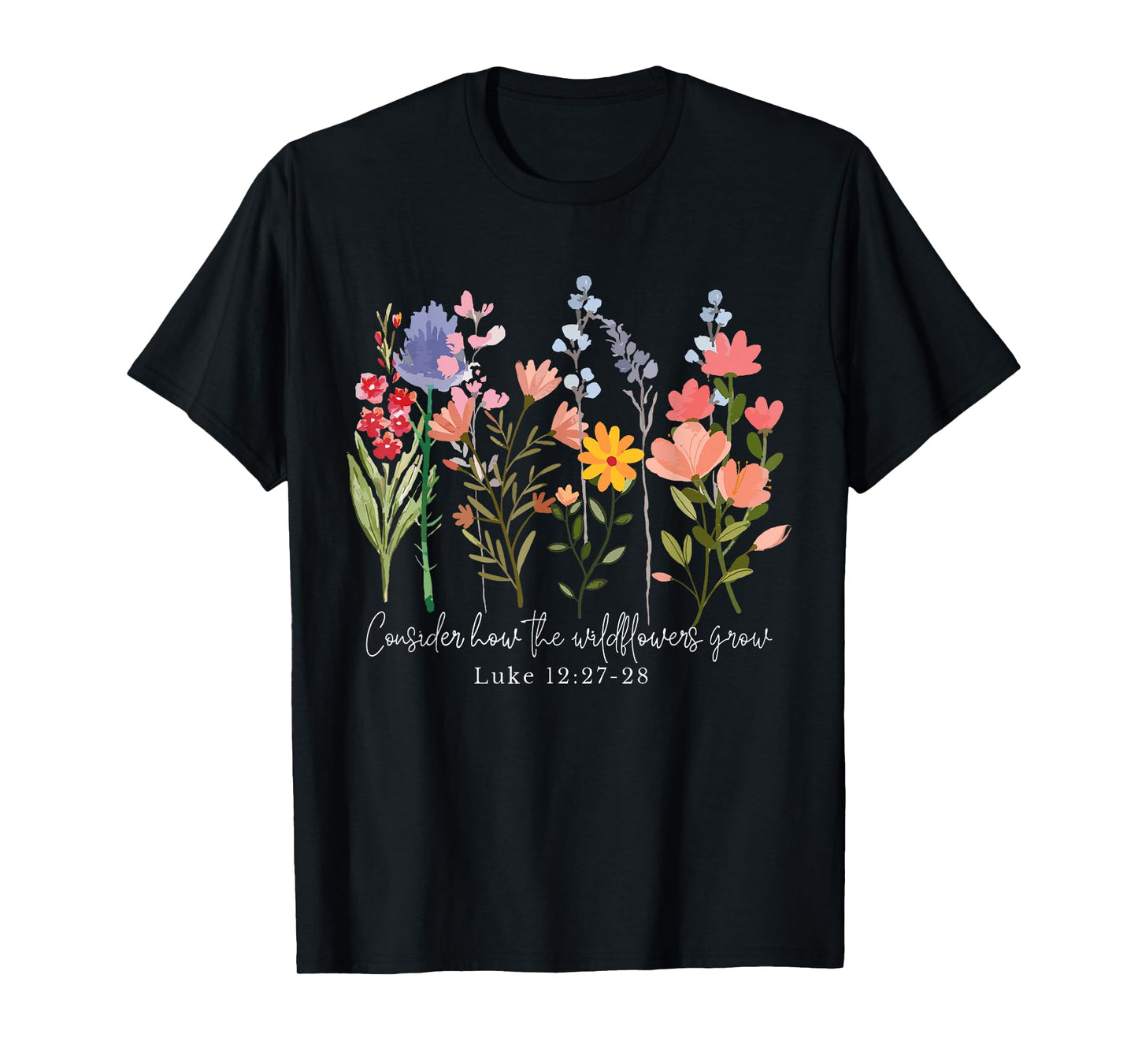 Retro Consider How The Wildflowers Grow Jesus Christian T-Shirt