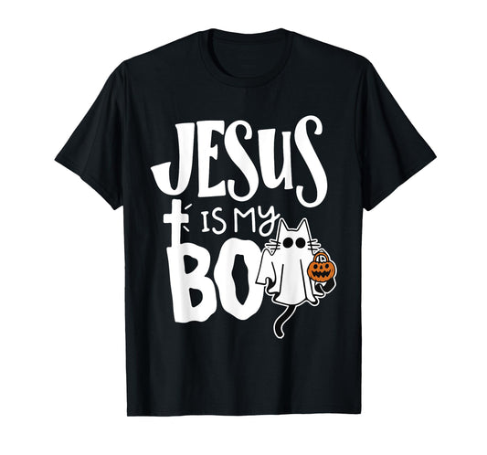 Jesus is My Boo - Funny Spooky Cat Christian Halloween T-Shirt