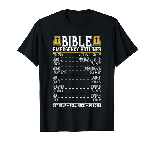 Bible Emergency Numbers for a Cool Christian Bible Merch T-Shirt