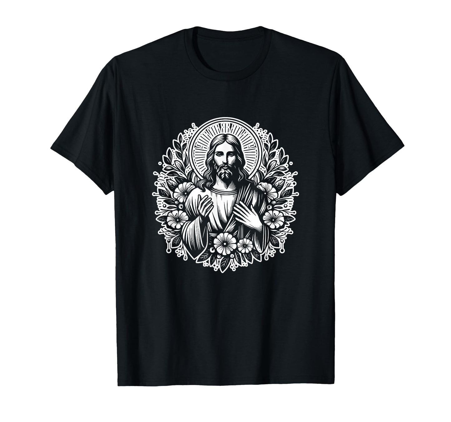 Jesus Christ Flowers God Faith Jesus T-Shirt