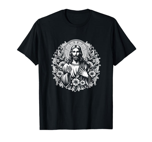 Jesus Christ Flowers God Faith Jesus T-Shirt