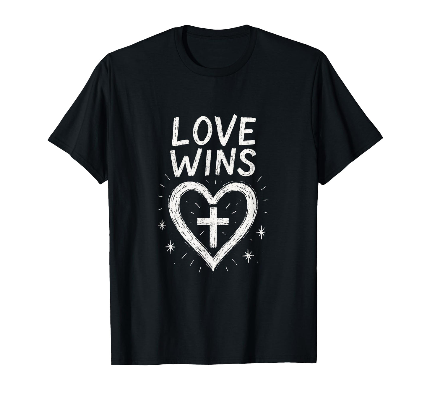 Love Wins - Cross Heart Christian Faith Prayer T-Shirt