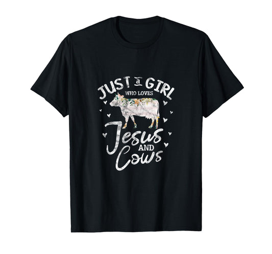 Cow Christian Just A Girl Who Loves Jesus and Cows Grunge T-Shirt