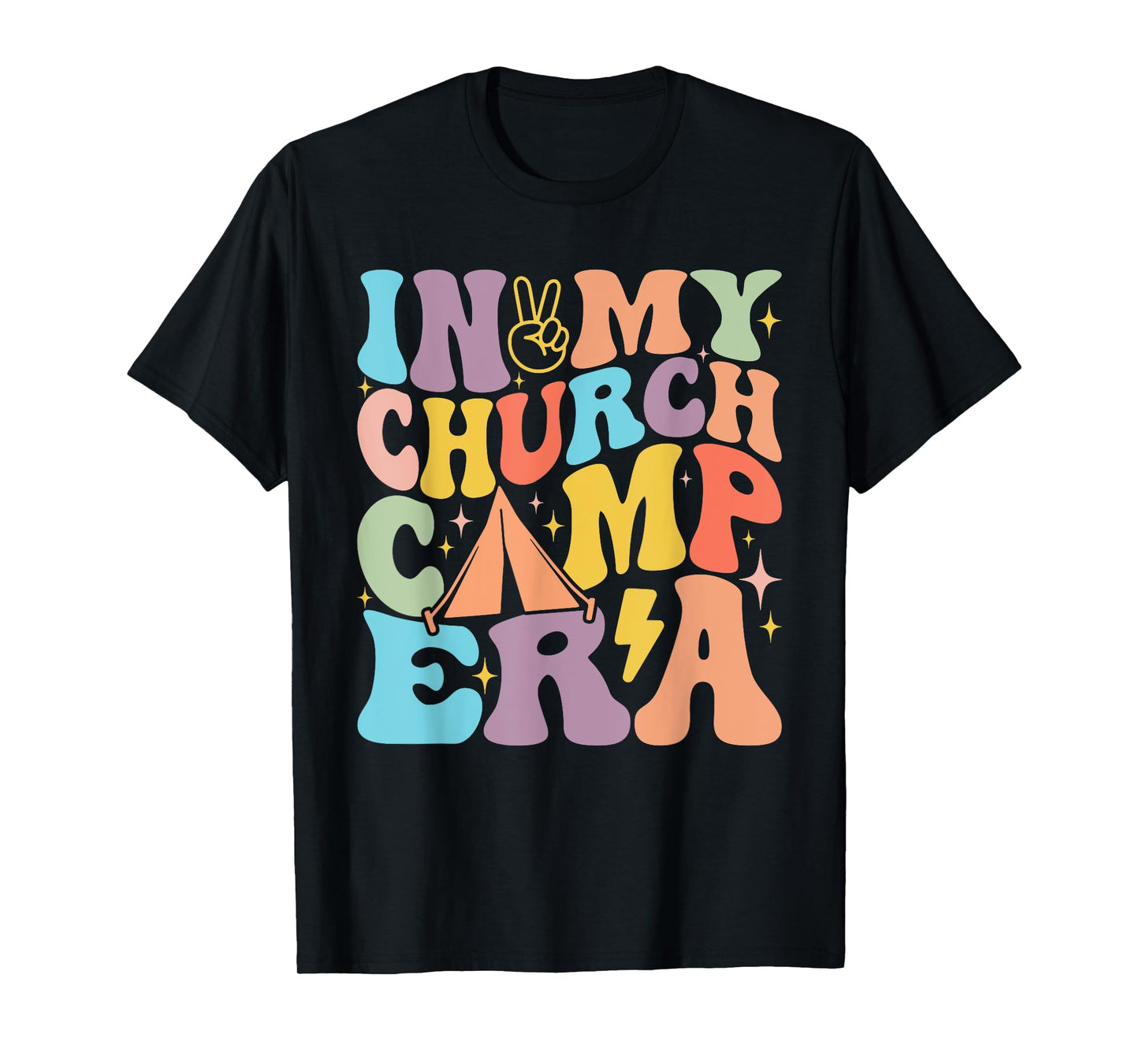 In My Groovy Church Camp Era Summer Vacation Camping Squad T-Shirt