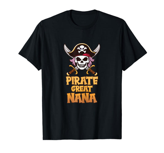Pirate Great Nana Funny Captain Grandma Halloween Costume T-Shirt