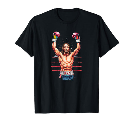 Jesus God Kickboxing Or Boxing Victory Funny Meme Sport T-Shirt