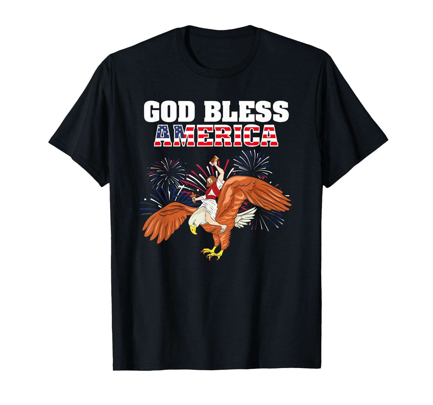 God Bless America shirt Jesus Riding a Bald Eagle t-shirt T-Shirt