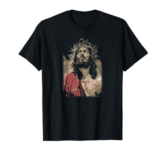 Face Of Jesus On A Cross With Crown Of Thorns T-Shirt