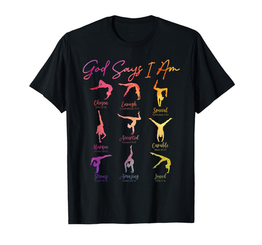 God Says I Am Cartwheel Gymnastic Christian Girls Religious T-Shirt