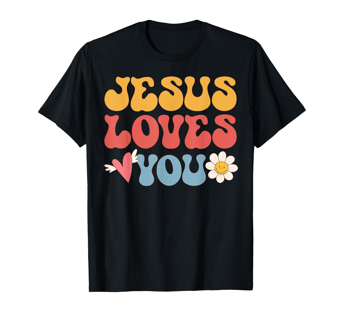 Groovy Jesus Loves You Christian 70's Hippie T-Shirt