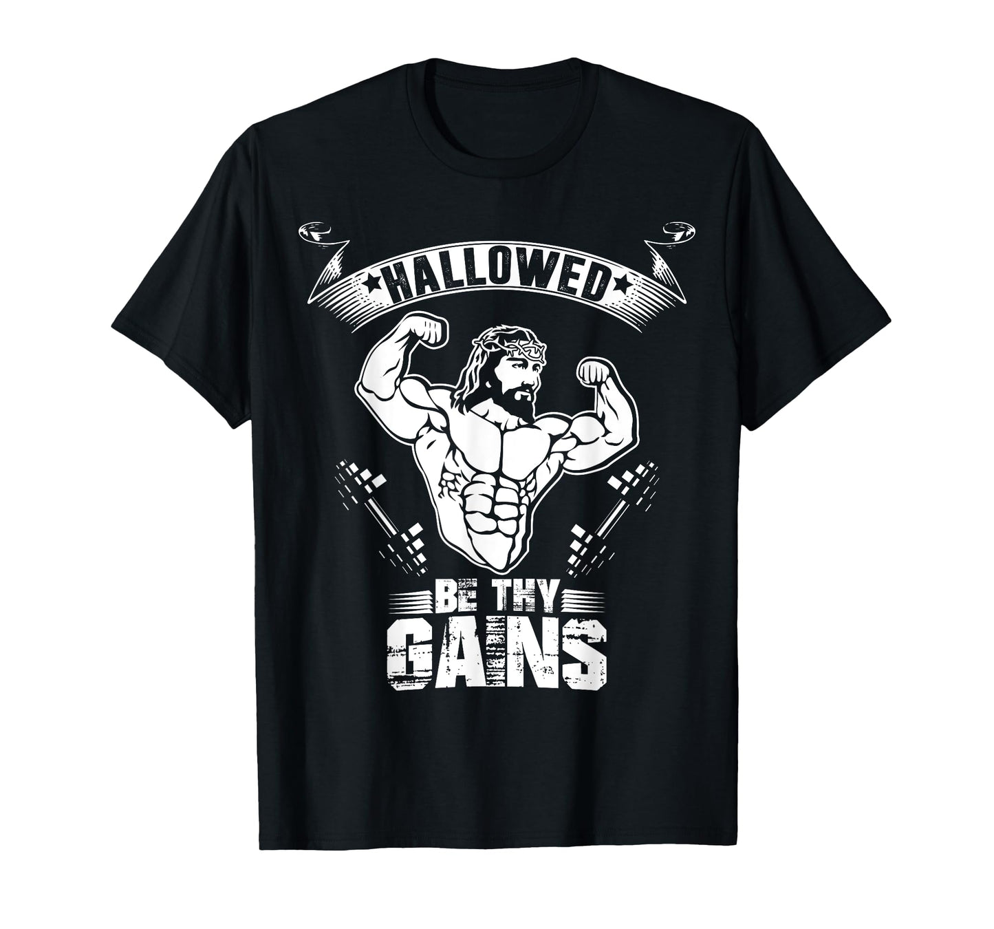 Mens Jesus Bodybuilding T Shirt - Funny Jesus Weight Lifting Tee XL Purple