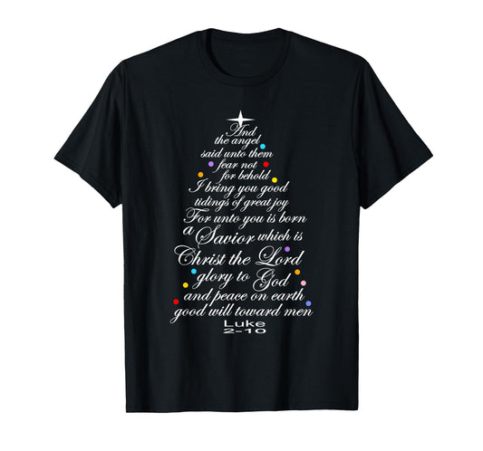 The Christmas Story Luke 2-10 Christmas Tree T-Shirt