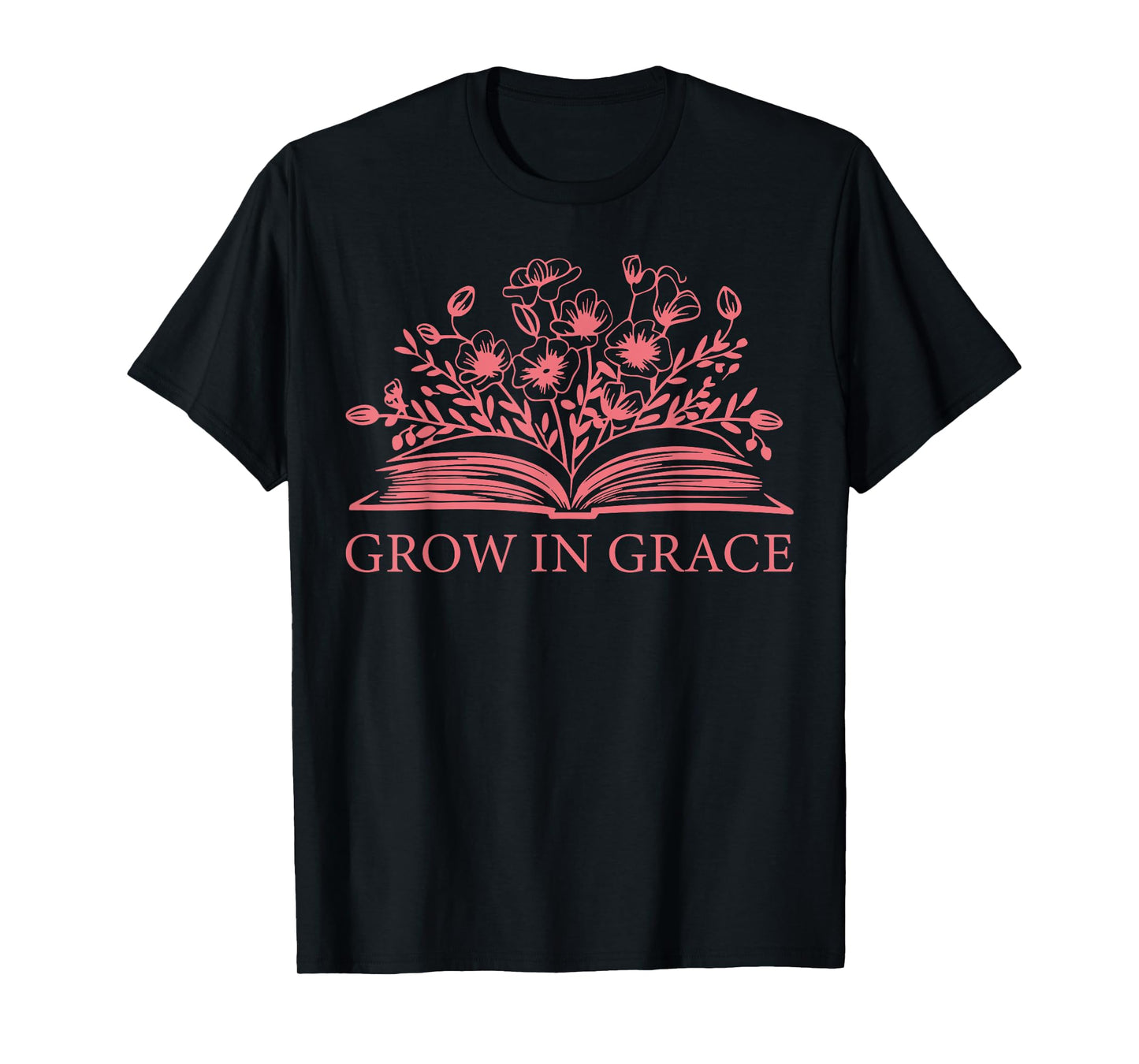 Retro Grow In Grace Wildflower Book Christian Bible Verse T-Shirt