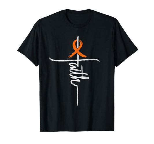 Faith Leukemia Awareness Cross Christian Ribbon Orange T-Shirt