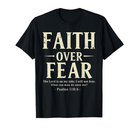 Christian Women Girls Kids Jesus Religious Faith Over Fear T-Shirt
