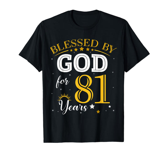 Vintage Blessed by God For 81 Years Old 81st Birthday Girl T-Shirt