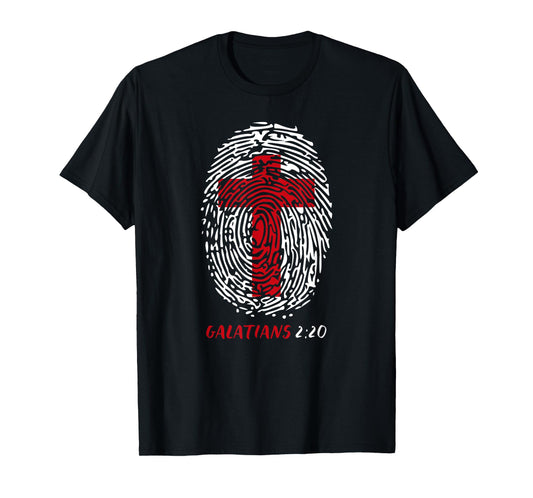 Galatians 2:20 - My Identity in Christ Cross in Thumbprint T-Shirt
