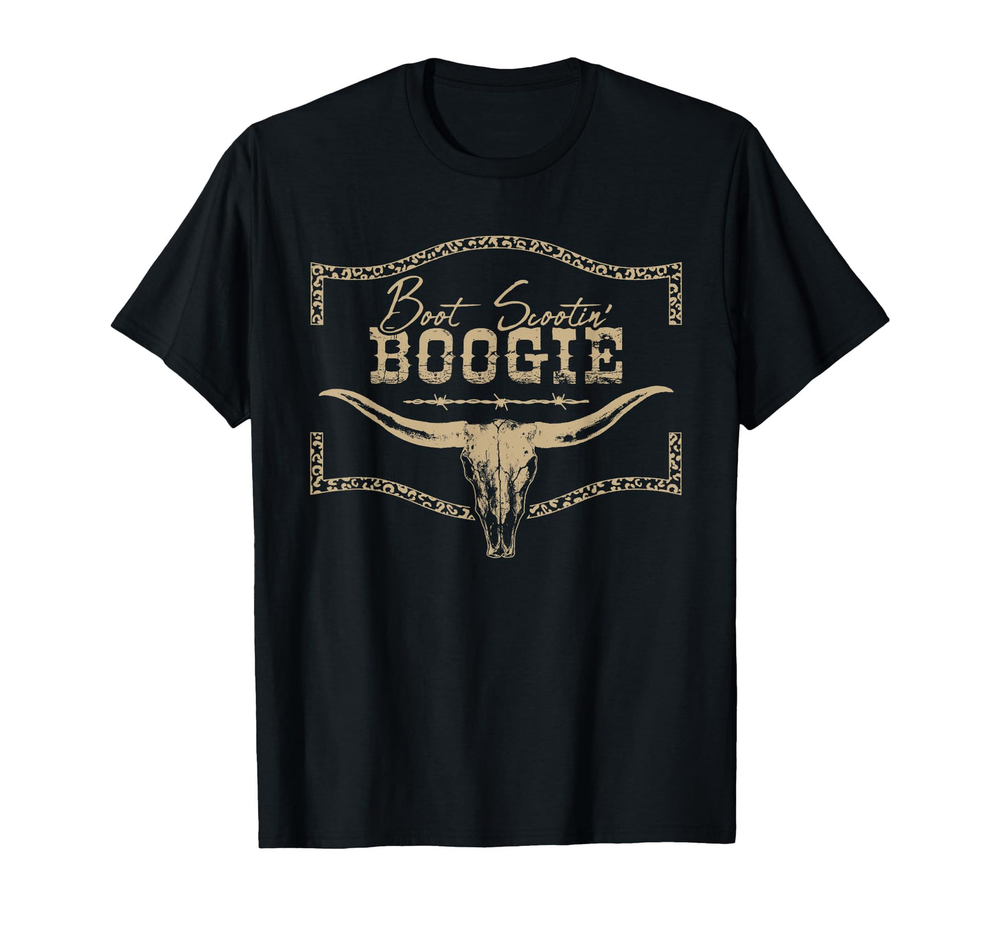 Boot Scootin’ Boogie Bull Skull Country Western Graphic T-Shirt